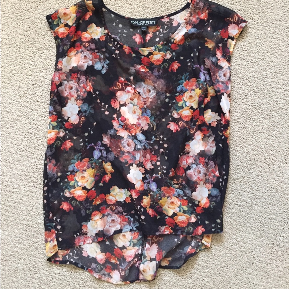 Sheer floral Topshop petite blouse